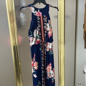 Navy blue maxi dress with flowers